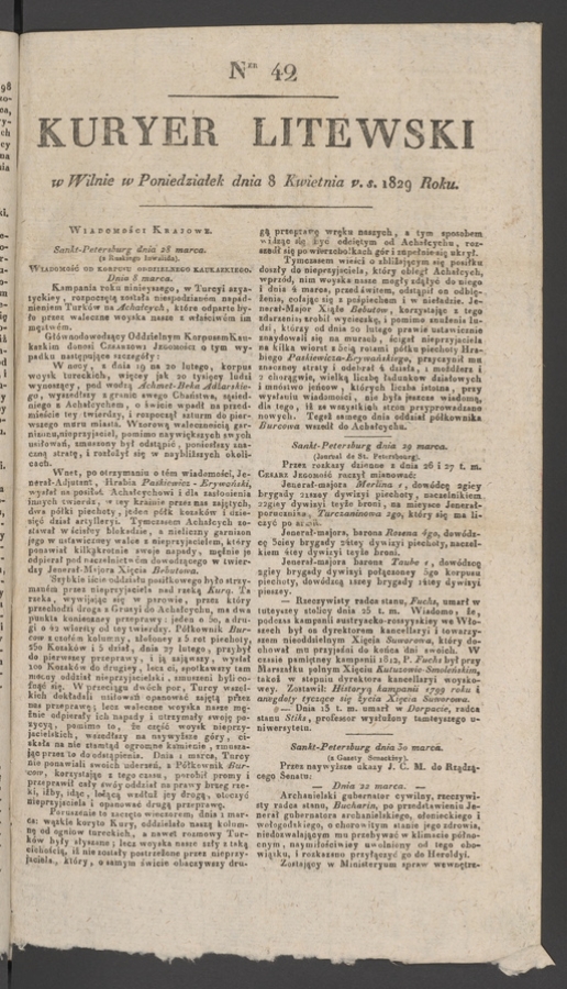 Kuryer Litewski. 1829, numer 42
