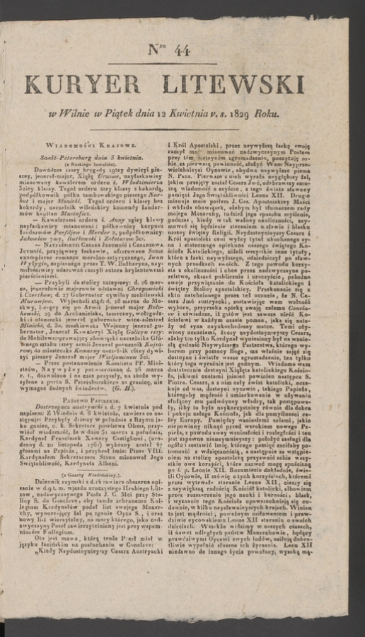 Kuryer Litewski. 1829, numer 44