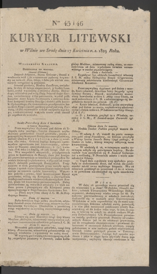 Kuryer Litewski. 1829, numer 45-46