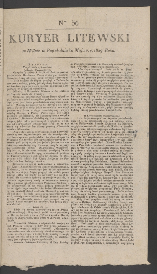 Kuryer Litewski. 1829, numer 56