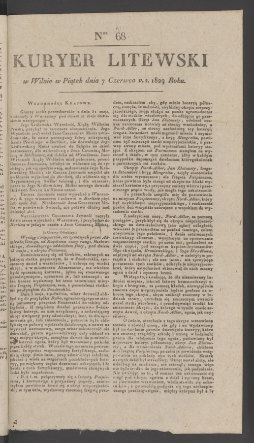 Kuryer Litewski. 1829, numer 68