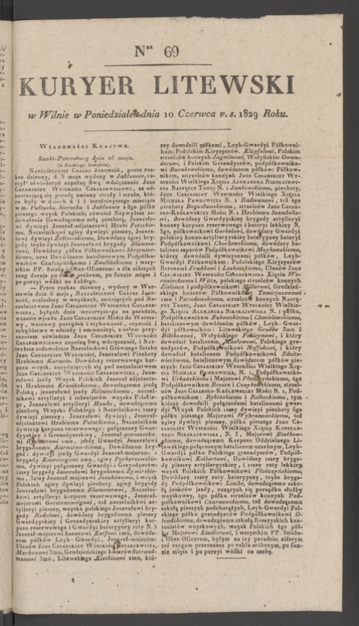 Kuryer Litewski. 1829, numer 69