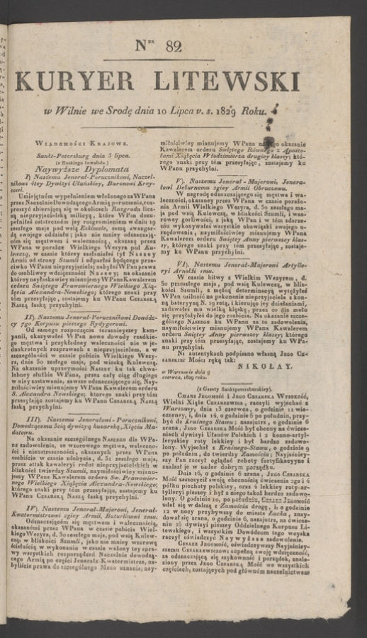 Kuryer Litewski. 1829, numer 82
