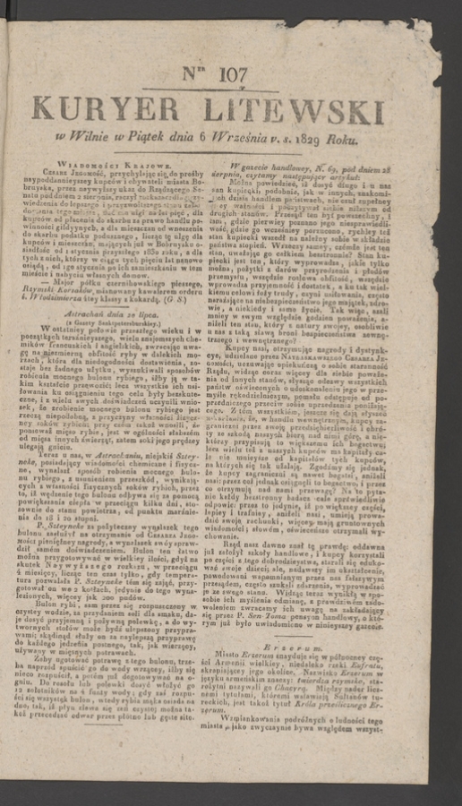 Kuryer Litewski. 1829, numer 107