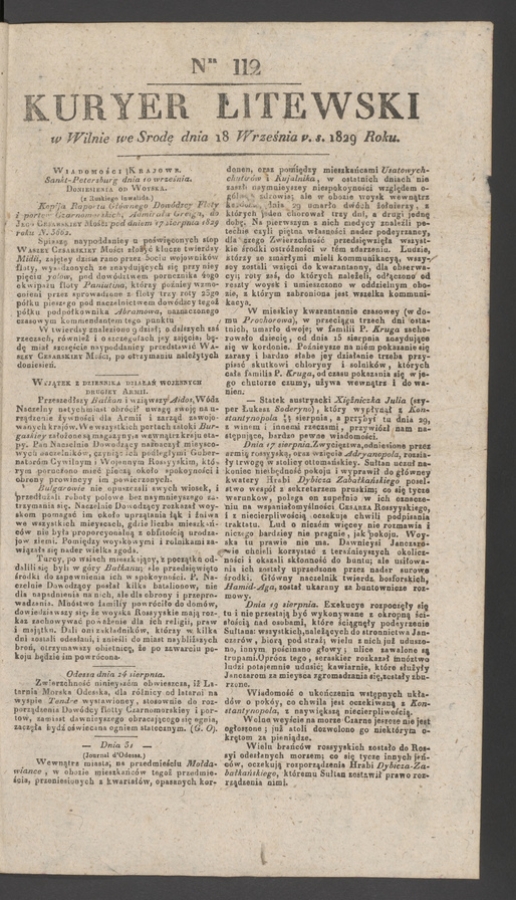 Kuryer Litewski. 1829, numer 112