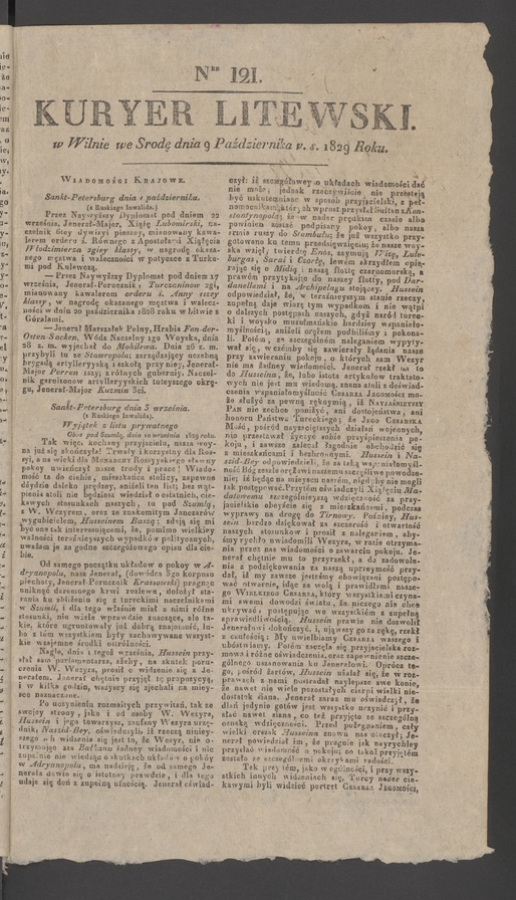 Kuryer Litewski. 1829, numer 121