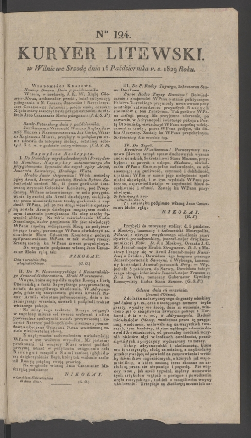 Kuryer Litewski. 1829, numer 124