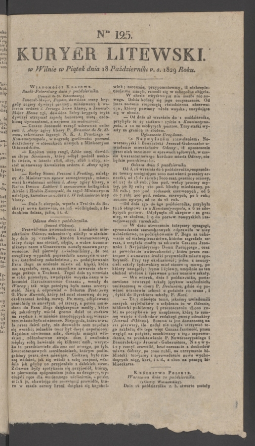 Kuryer Litewski. 1829, numer 125