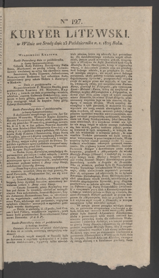 Kuryer Litewski. 1829, numer 127
