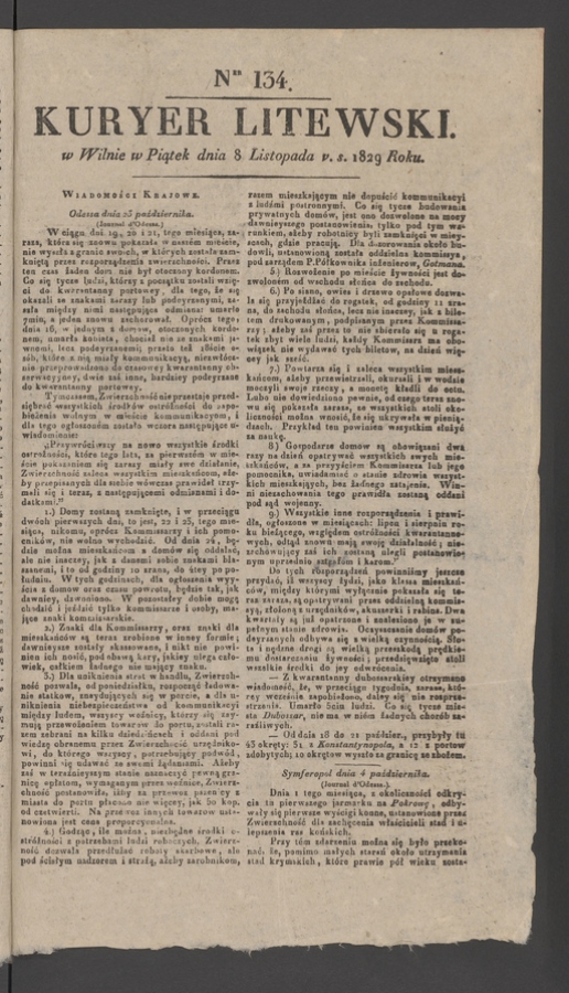 Kuryer Litewski. 1829, numer 134