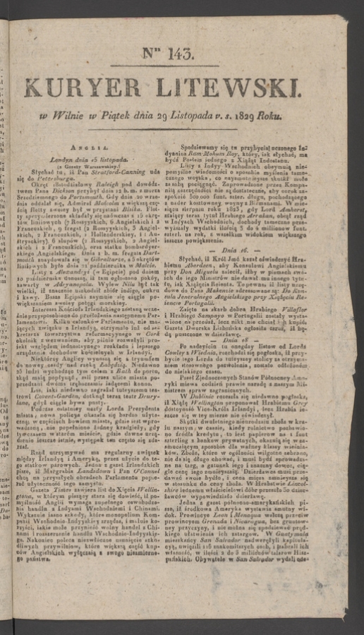 Kuryer Litewski. 1829, numer 143