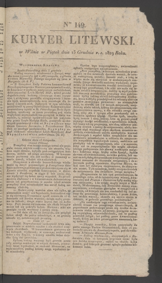 Kuryer Litewski. 1829, numer 149