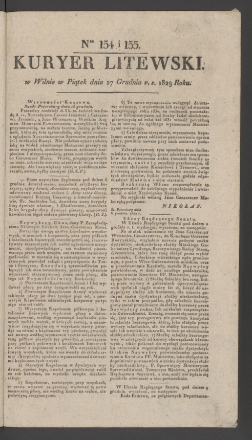 Kuryer Litewski. 1829, numer 154-155
