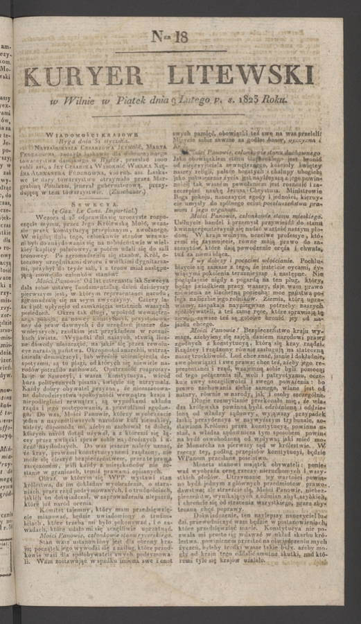 Kuryer Litewski. 1823, numer 18
