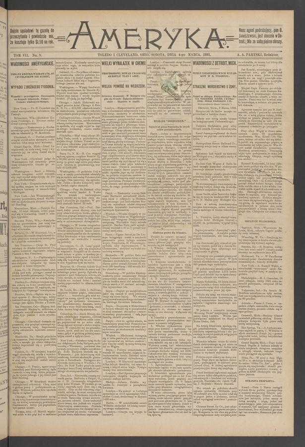 Ameryka. Tom 7, 1893, numer 9