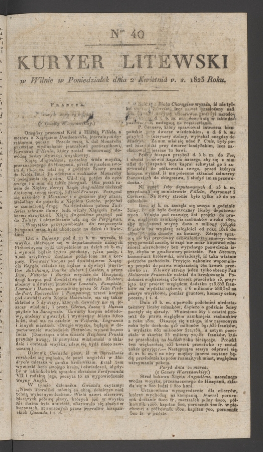 Kuryer Litewski. 1823, numer 40