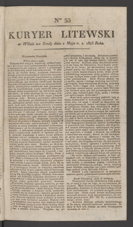 Kuryer Litewski. 1823, numer 53