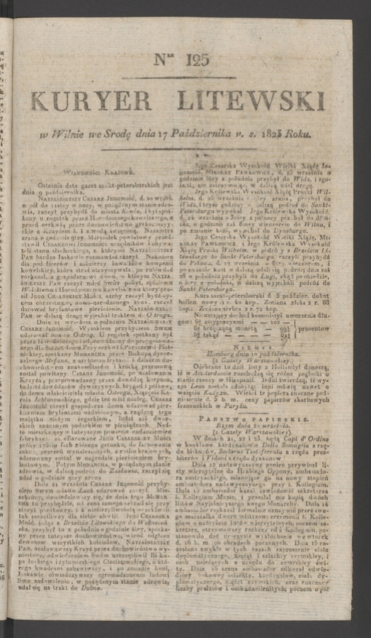 Kuryer Litewski. 1823, numer 125