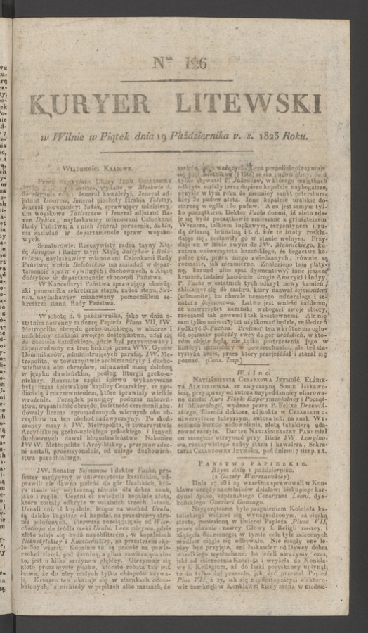 Kuryer Litewski. 1823, numer 126