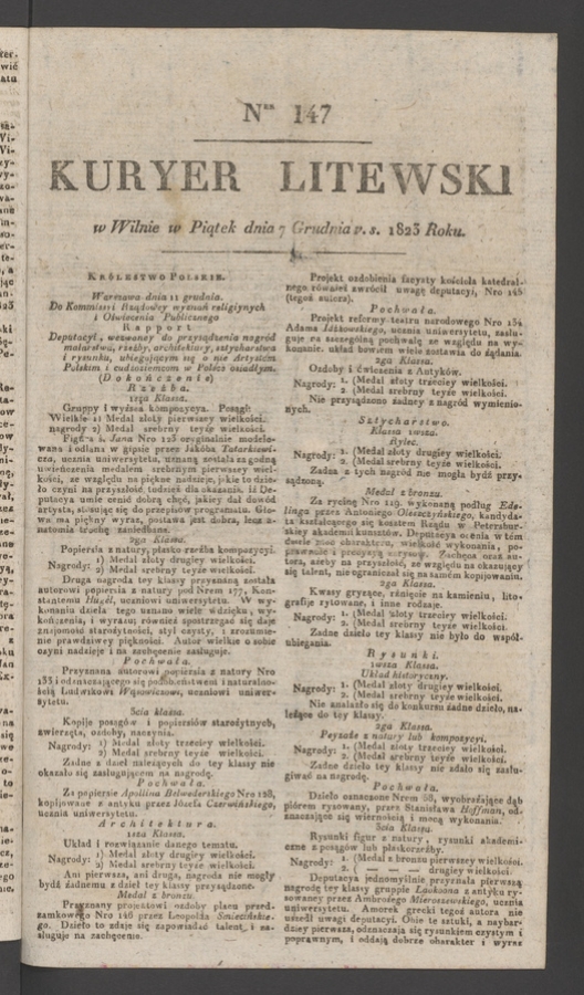 Kuryer Litewski. 1823, numer 147
