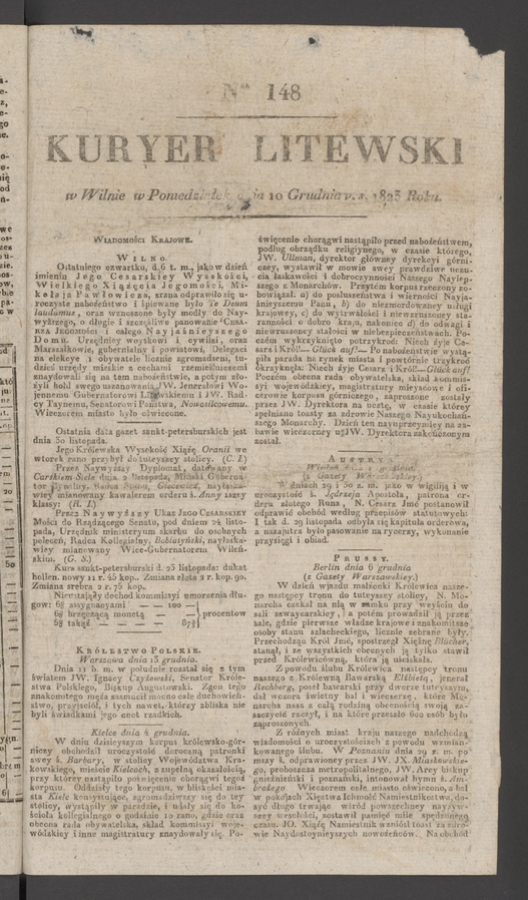 Kuryer Litewski. 1823, numer 148