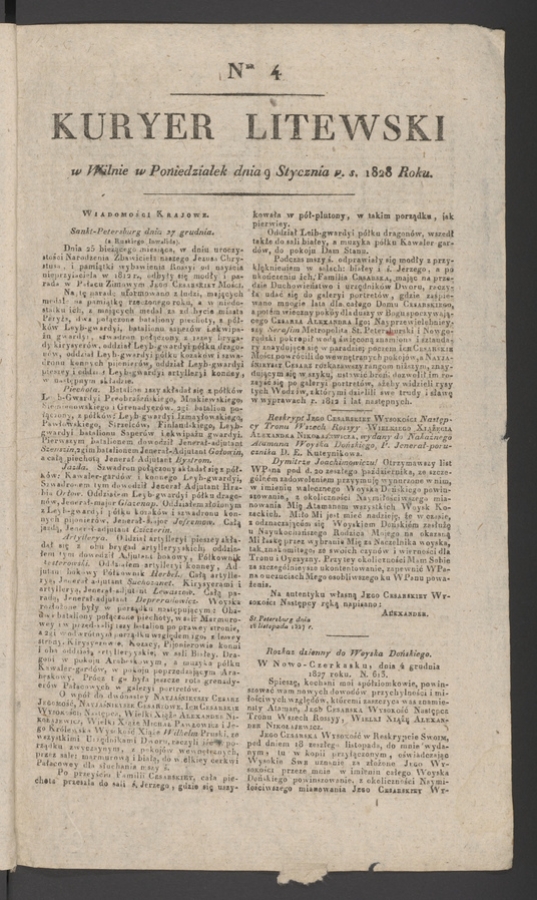 Kuryer Litewski. 1828, numer 4