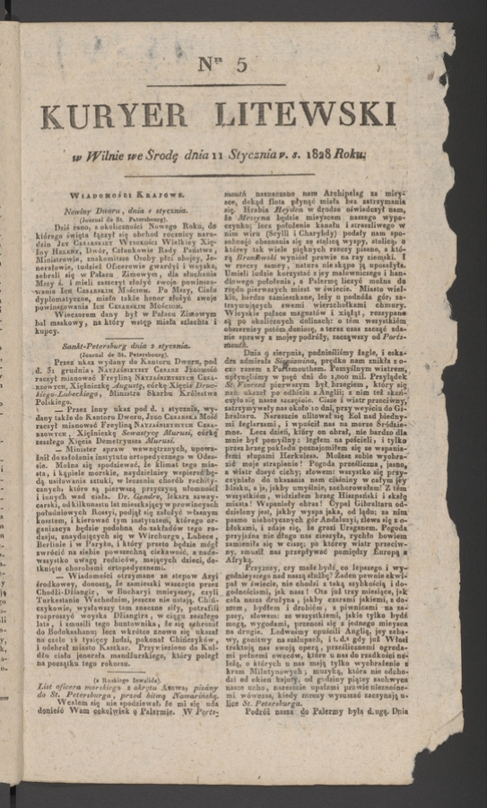 Kuryer Litewski. 1828, numer 5