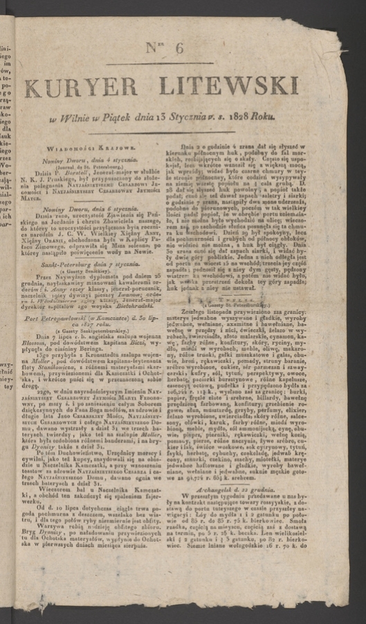 Kuryer Litewski. 1828, numer 6