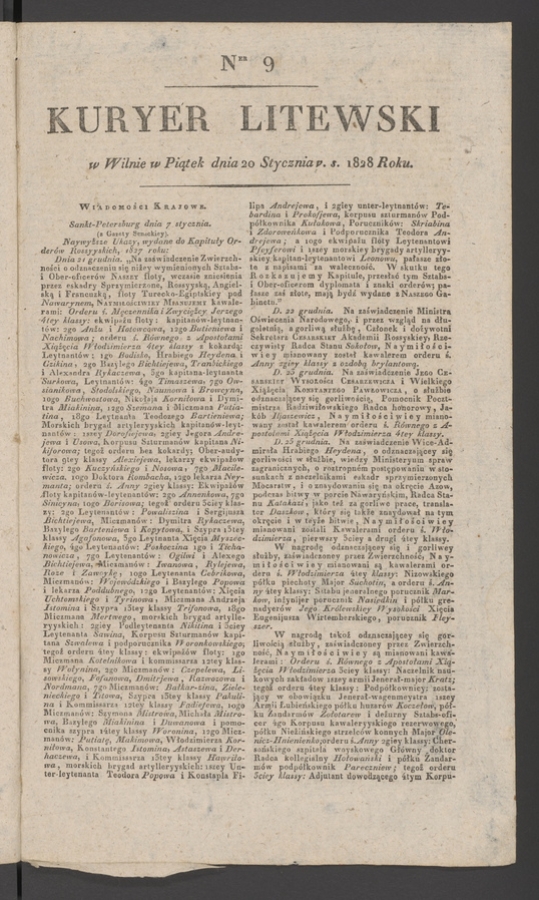 Kuryer Litewski. 1828, numer 9