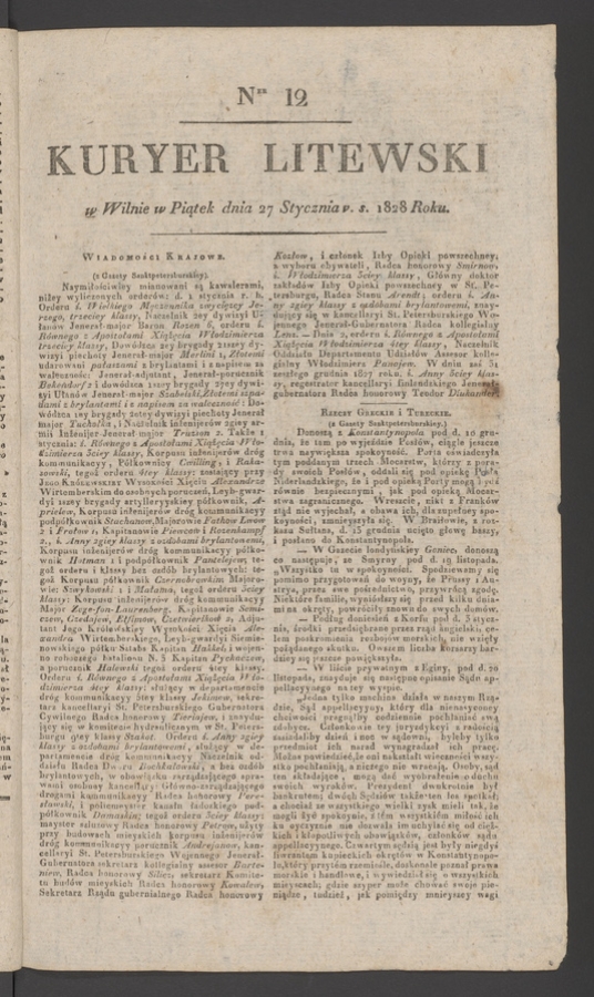 Kuryer Litewski. 1828, numer 12