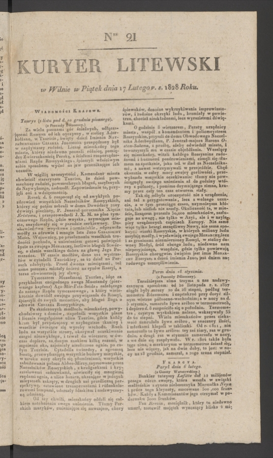 Kuryer Litewski. 1828, numer 21