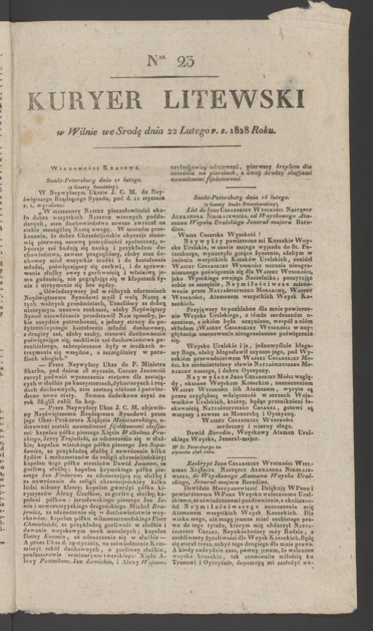 Kuryer Litewski. 1828, numer 23