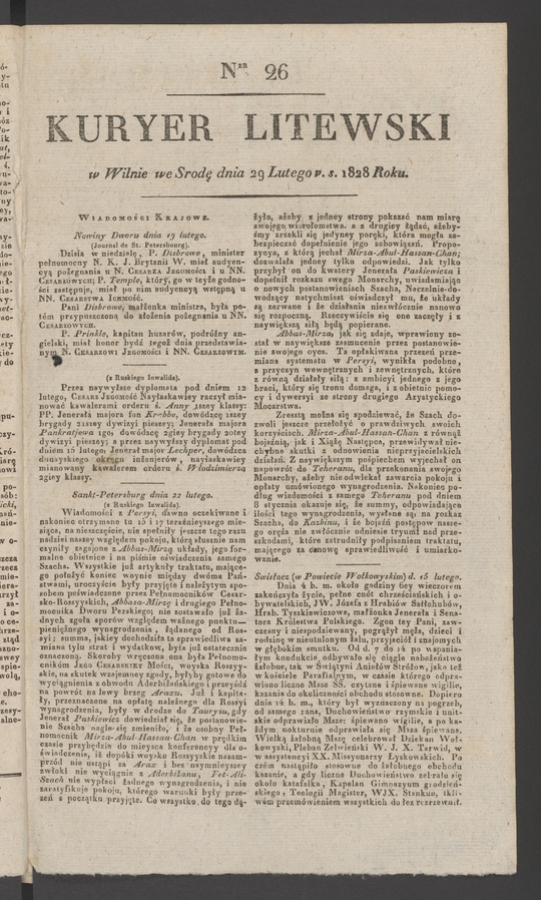 Kuryer Litewski. 1828, numer 26