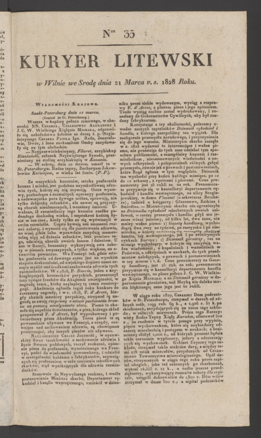Kuryer Litewski. 1828, numer 35