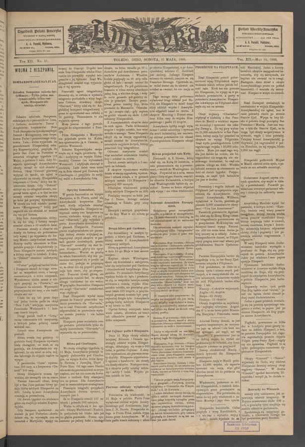 Ameryka. Tom 12, 1898, numer 21