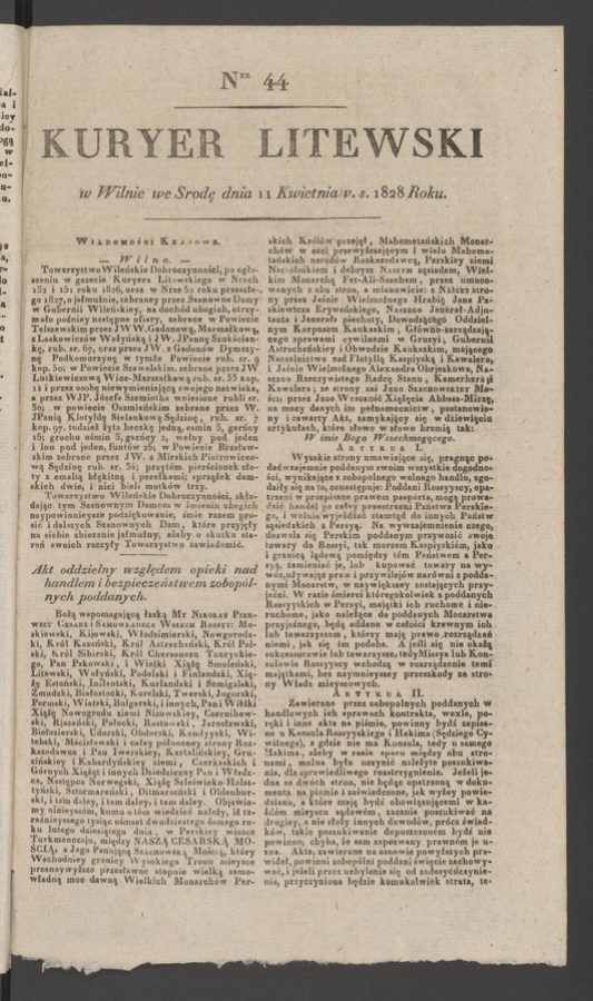 Kuryer Litewski. 1828, numer 44