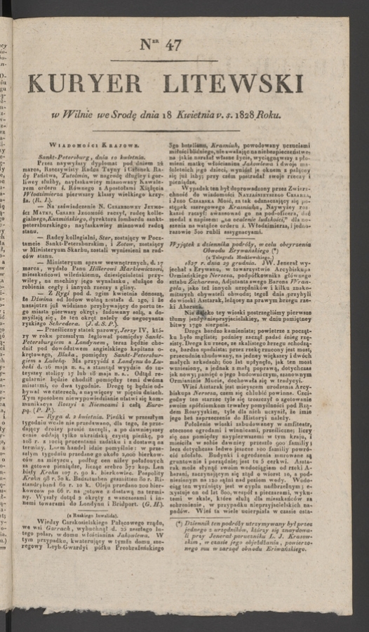 Kuryer Litewski. 1828, numer 47