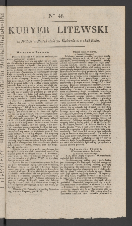 Kuryer Litewski. 1828, numer 48