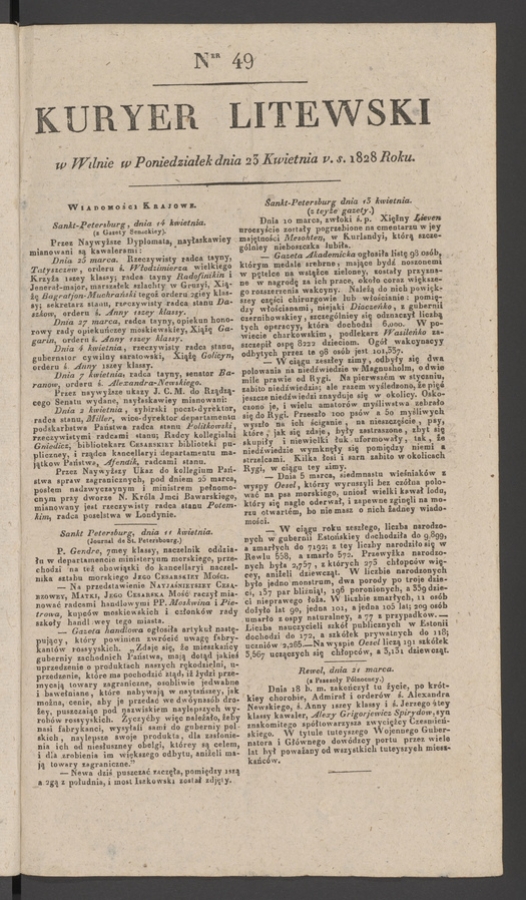Kuryer Litewski. 1828, numer 49