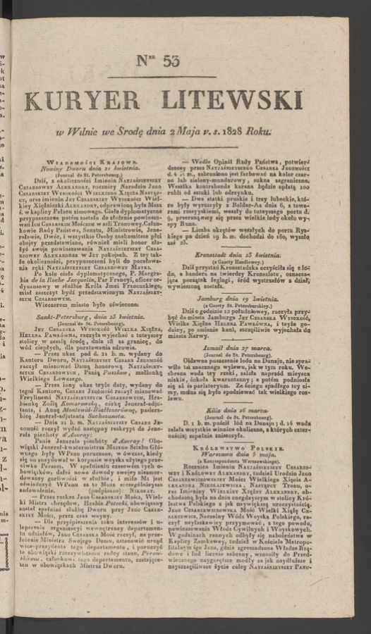 Kuryer Litewski. 1828, numer 53