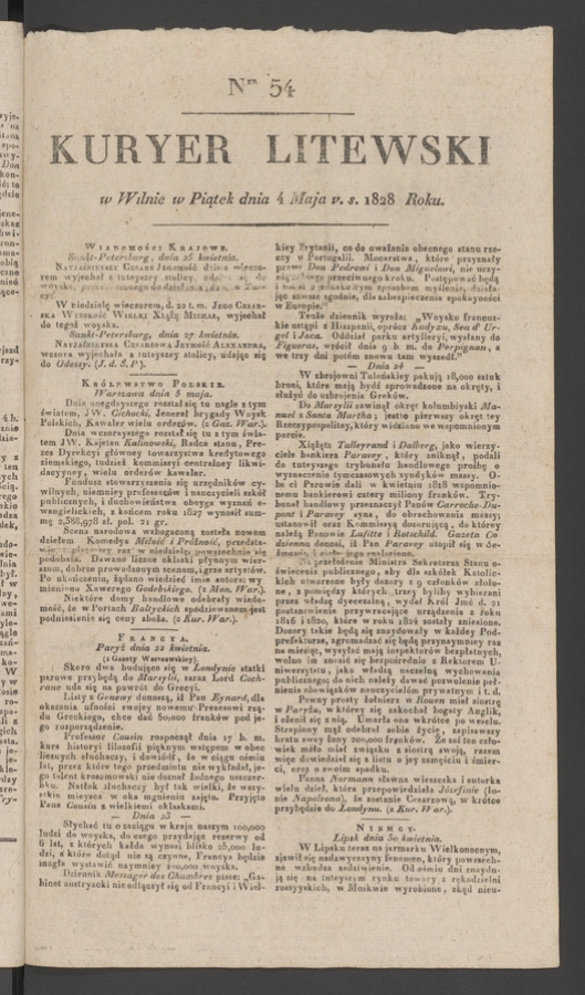 Kuryer Litewski. 1828, numer 54