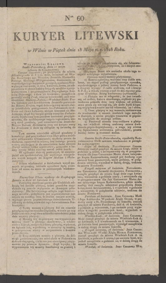 Kuryer Litewski. 1828, numer 60
