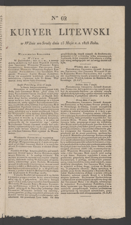 Kuryer Litewski. 1828, numer 62