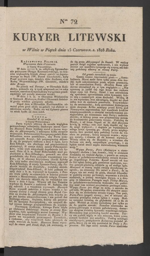 Kuryer Litewski. 1828, numer 72