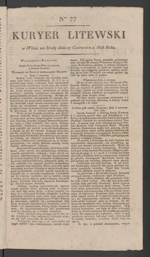 Kuryer Litewski. 1828, numer 77