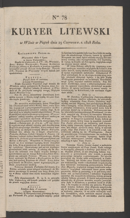 Kuryer Litewski. 1828, numer 78