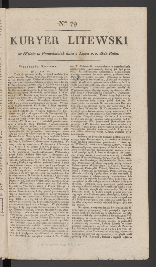 Kuryer Litewski. 1828, numer 79