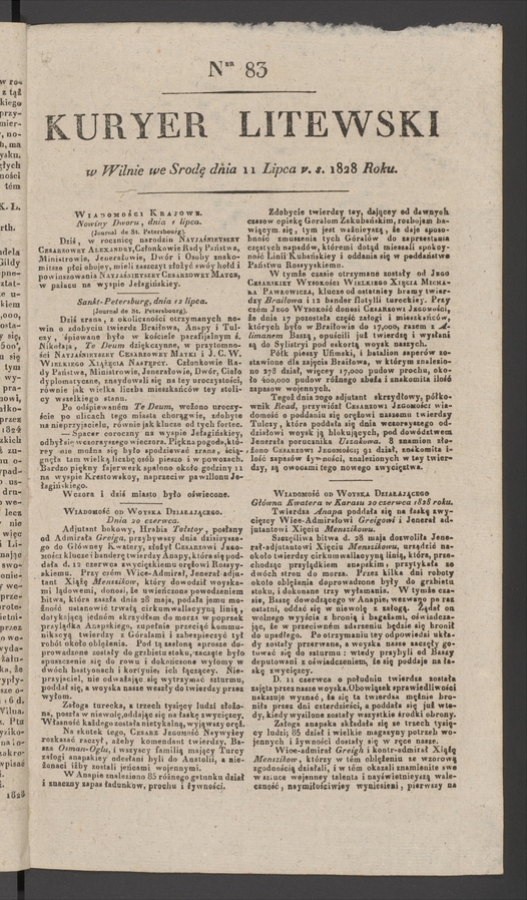 Kuryer Litewski. 1828, numer 83
