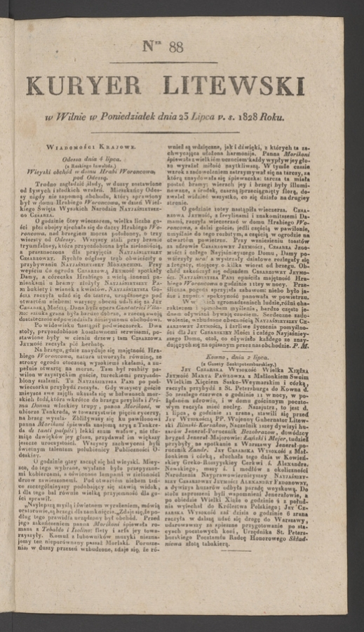 Kuryer Litewski. 1828, numer 88