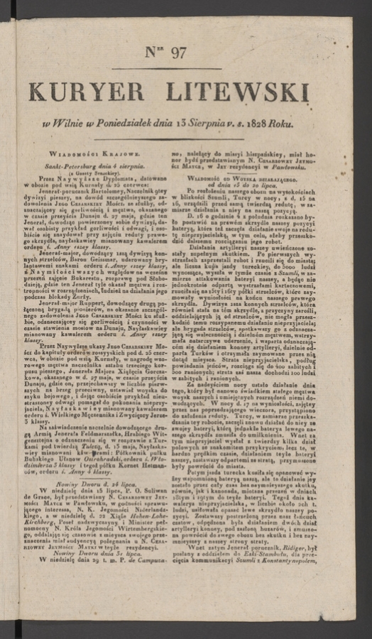 Kuryer Litewski. 1828, numer 97